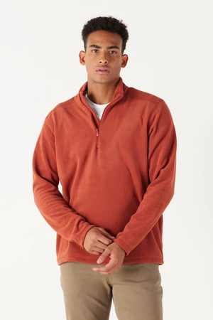 AC&Co / Altınyıldız Classics Men's Light Brown Anti-Pilling Non-Pilling Standard Fit Stand-up Collar Fleece Sweatshirt