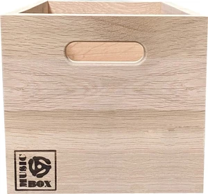 Music Box Designs 7 inch Vinyl Storage Box- ‘Singles Going Steady' Natural Oak Cutia Cutie pentru înregistrări LP