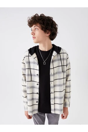 LC Waikiki Long Sleeved Plaid Men's Lumberjack Shirt Jacket with a Regular Fit