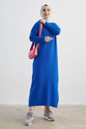 InStyle Arissa Turtleneck Long Knitwear Dress - Navy Blue