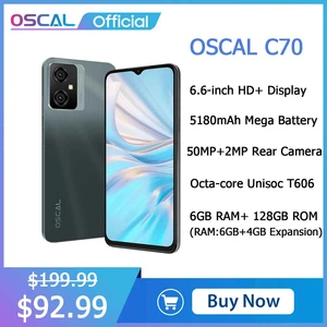 OSCAL C70 Smartphone, 6.6-Inch HD+ Screen, 6GB RAM+128GB ROM Octa Core, 5180mAh,50MP Camera, Android 12 Mobile Phone, GPS