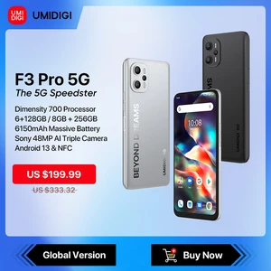 UMIDIGI F3 PRO 5G Phone, Android 13 Smartphone, 6.6" Display 8GB 256GB, 48MP Triple Camera, Dimensity 700, 6150mAh Battery