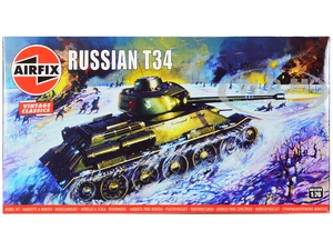 Level 2 Model Kit Russian T34 Tank 1/76 Plastic Model Kit by Airfix