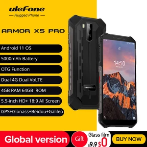 Ulefone Armor X5 Pro Android 11 Rugged Waterproof Smartphone 4GB+64GB Cell Phone NFC 4G LTE Mobile Phone