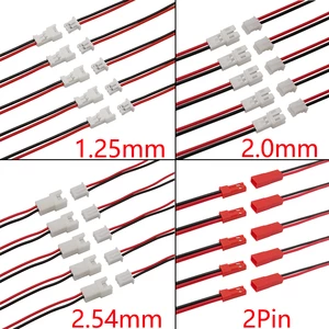 10/5/2 Pairs Small Mini JST 1.25mm PH2.0 XH2.54 2 Pin Male Female Plug Jack Connector Cable JST 1.25/2.0/2.54 2P Electronic Wire