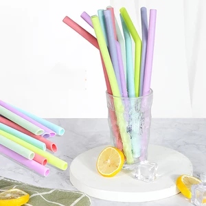 6PCS Reusable Food Grade Silicone Straws Straight/Bent Multicolor Drinking Straw For Children Party Bar Kitchen Accessories