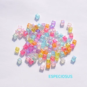 Multi Color Plated Spacer 5MM Square Shaped Acrylic Beads Bracelet Making Departments Septal Beads DIY Jewelry Making Accessory