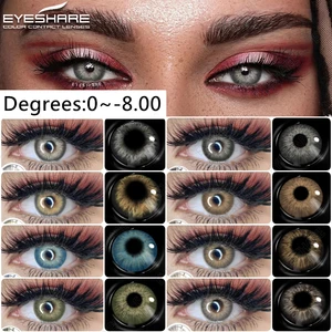 EYESHARE 1Pair Myopia Lenses Blue Eye Lenses Color Contact Lenses for Eyes Lenses With Diopters Prescription Fashion Gray Lenses