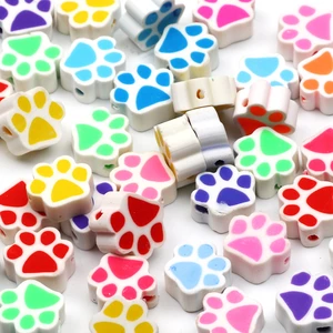 Cute Paw Spacer Beads Polymer Clay Beads Handmade Loose Beads For Jewelry Making Crafts Bracelet DIY Accessories 20/50/100pcs