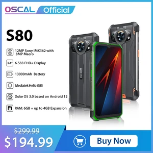 OSCAL S80, helio G85 Rugged Machine, 6GB+128GB, 6.583-inch FHD+ Display, 13000mAh Fast Charging, Andriod 12, OTG