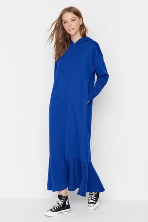 Trendyol Dark Navy Blue Hooded Knitted Sweat Dress