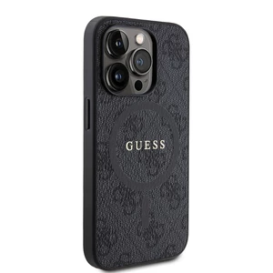 Zadní kryt Guess PU Leather 4G Colored Ring MagSafe pro Apple iPhone 15 Pro, černá