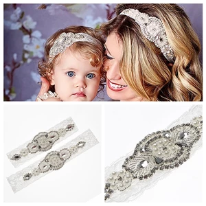 Yundfly Vintage Mom And Me Headband Inspired Couture Stunning Luxury Rhinestone Headband Elastic Baby Girl Headband