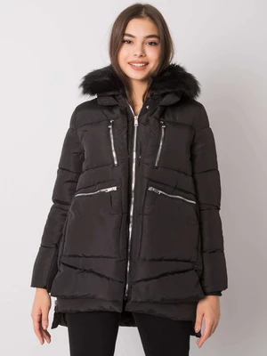 Women's black winter jacket with hood