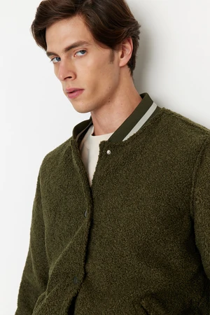 Trendyol Khaki Men's Bomber Boucle College Coat