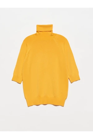 Dilvin 1312 Turtleneck Half Sleeve Sweater-mustard