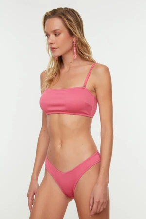Trendyol Pink Textured V-Cut Bikini Bottoms