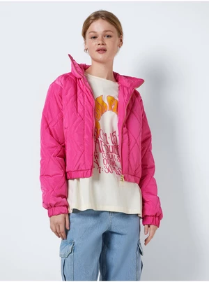 Dark pink Ladies Quilted Bomber with Collar Noisy May Ziggy - Women