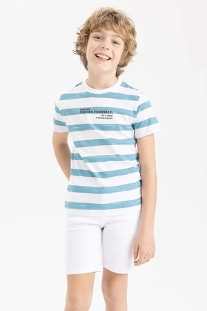 DEFACTO Boys Regular Fit Crew Neck Striped Short Sleeve T-Shirt