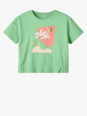 Light green girly T-shirt name it Flicka - Girls