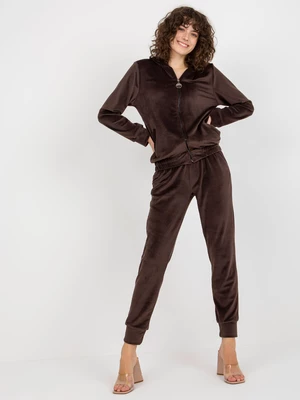 Women's dark brown velour set with sweatshirt