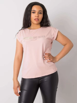 Dusty pink T-shirt plus sizes with patches