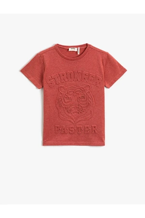 Koton Tiger Print T-Shirt with Short Sleeves, Crew Neck