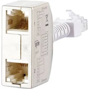 RJ45 síťový Y adaptér Metz Connect 130548-03-E CAT 5, [2x RJ45 zásuvka - 1x RJ45 zástrčka], stříbrná