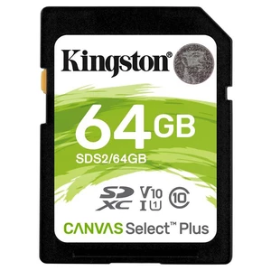 Pamäťová karta Kingston Canvas Select Plus SDXC 64GB UHS-I U1 (100R/10W) (SDS2/64GB) pamäťová karta SD • kapacita 64 GB • čítanie 100 Mb/s • zápis 10 