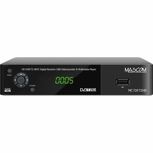 Set-top box Mascom MC720T2 HD čierny set-top box • podpora DVB-T2 a kodeku HEVC (H.265) • USB 2.0 na prehrávanie a nahrávanie • HDMI • Scart • LAN • s