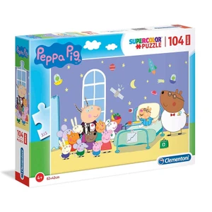 Clementoni - Puzzle Supercolor Maxi 104 Prasárko Peppa