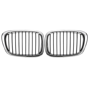 Chrome Black Front Grille Grill For BMW E39 5 Series 525 530 535 540 M5 1995-2003