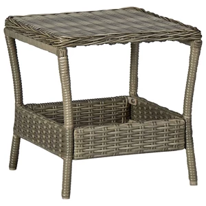 Garden Table Brown 7.7"x17.7"x18.3" Poly Rattan