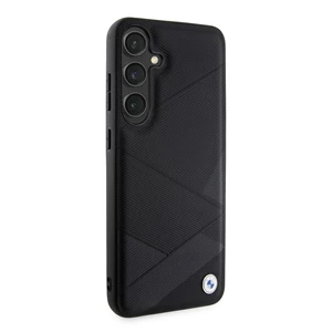 Zadní kryt BMW Signature Leather kovové logo pro Samsung Galaxy S24+, black