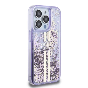 Zadní kryt Guess PC/TPU Liquid Glitter Gold Stripe Zadní pro Apple iPhone 15 Pro, purple