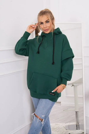 Insulated sweatshirt with turtleneck dark green