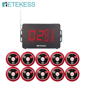 Retekess TD136 Wireless Waiter System Restaurant Pager Voice Broadcast Host+10Pcs Call Buttons For Bar Hotel Cafe