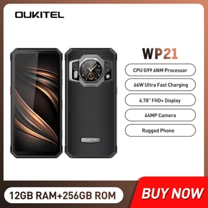 Oukitel WP21 Rugged Night Vision Smartphone 12GB+256GB 64MP Camera 9800mAh 66W 120 Hz Helio G99 Cell Phone Mobile Phone