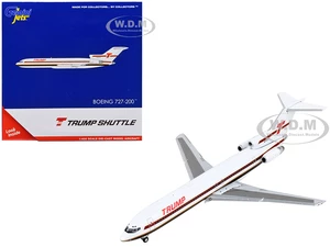 Boeing 727-200 Commercial Aircraft "Trump Shuttle" White with Red Stripes 1/400 Diecast Model Airplane by GeminiJets