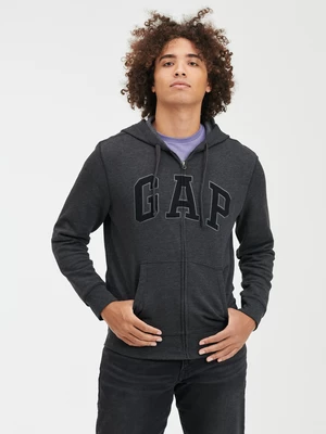 Grey men's zip-up sweatshirt with GAP logo