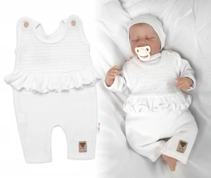 Pletené láclové kalhoty Girl s volánkem, Baby Nellys, bílé, vel. 56 (1-2m)