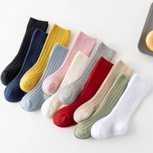 Baby Socks Newborn Kids Infant Girls Boys Knee High Sock Toddler Girl Solid Cotton Stripe Plain Long Sock For 0-3 Years Children