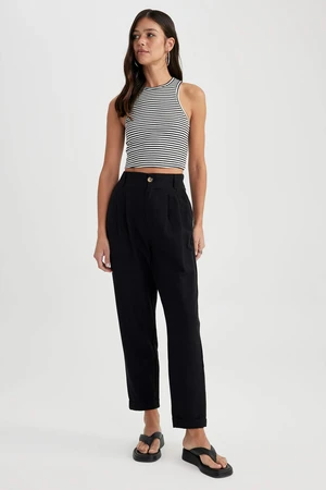 DEFACTO Slouchy Linen Blend Ankle Length Trousers