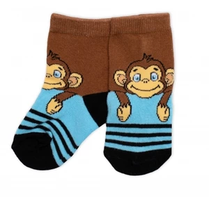 Dětské bavlněné ponožky Monkey - hnědé/modré, vel. 15-18