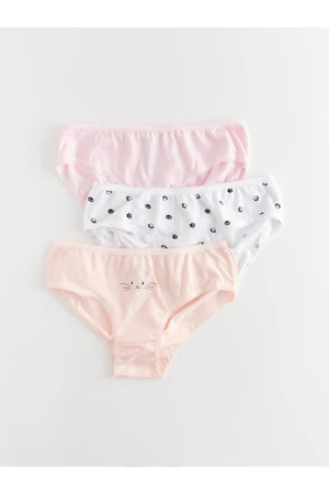 LC Waikiki Girls' Printed Cotton Panties 3 Pack