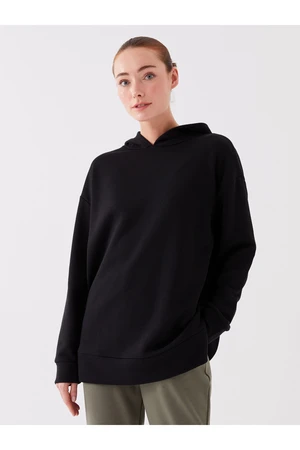 LC Waikiki Women's Oversized Sweatshirt with a Hooded Plain Long Sleeved Tunic.