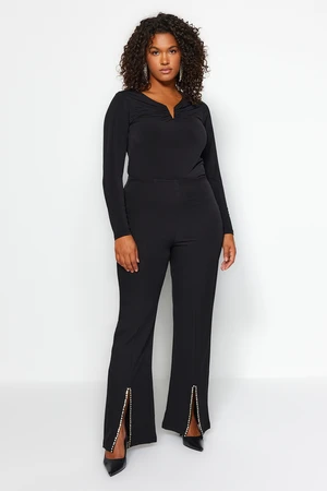 Trendyol Curve Black Stone Detailed Finike Woven Trousers