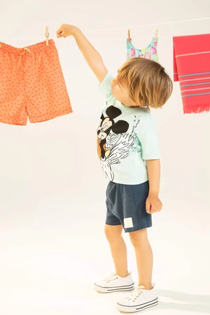 DEFACTO Regular Fit Short Sleeve Mickey Mouse Print T-Shirt & Short Set