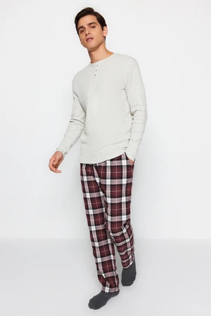 Trendyol Men's Claret Red Regular Fit Plaid Weave Pajama Bottoms
