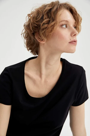 DEFACTO Short-Sleeved Regular Fit V-Neck Plain T-Shirt